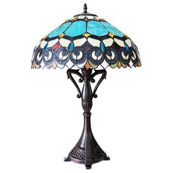 CHLOE Lighting AUBREY Victorian 2-Light Antique Dark Bronze Table Lamp 18"