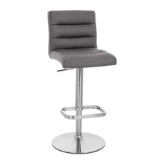 Zuri Furniture - Lush Adjustable Height Swivel Armless Bar Stool, Slate - Bar Stools and Counter Stools