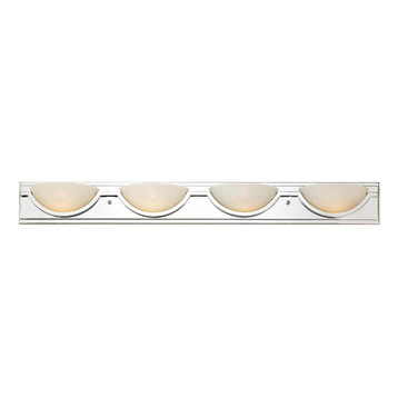 Polished Chrome and Frosted Half Moon Glass 4-Light Bath Wall