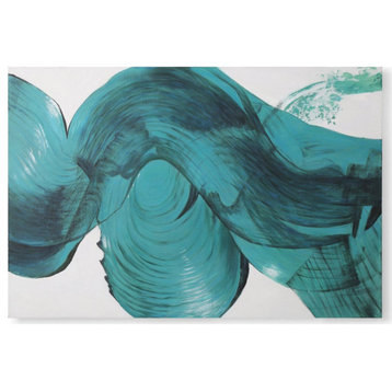 Cerulean Blur Modern Hand Painted Canvas Abstract Art - 72" x 48"