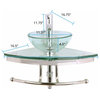 Glass Wall Mount Bathroom Vessel Sink Round Corner with Chrome Faucet Towel Bar