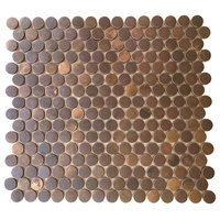 11.5"x12.3" Penny Round Antique Copper Mosaic Tile,, Single Sheet