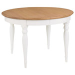 Bentley Designs - Hampstead Round Extending Dining Table, 2-Tone Painted - Hampstead Two Tone Painted Round Extending Dining Table offers elegance and practicality for any home. Soft-grey paint finish contrasts beautifully with warm American Oak veneer tops, guaranteed to make a beautiful addition to any home.