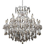 Elegant Lighting - Maria Theresa 24-Light Chandelier, Chrome With Smoky Royal Cut Crystal - A heavenly high point to your home Maria Theresa collection pendant lamps are ablaze with hundreds of resplendent crystals. Copious strands of sparkling clear or Golden-teak crystals dangle from elaborate tiers of glass-coated steel arms in your choice of a wide selection of finish colors. An imperial favorite for the stairwell dining room or living room.&nbsp