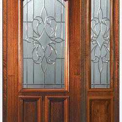 Prehung Sidelite Door 80 Mahogany New Orleans Arch Lite Glass - Front Doors