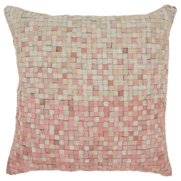 Mina Victory Natural Leather Hide Gradiation Rose Throw Pillow