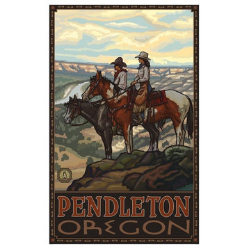 Paul A. Lanquist Pendleton Oregon Two Horse Riders Art Print, 24"x36"