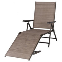 Lounge Chair, Folding Recliner Patio Pool Beach, Adjustable With Armrest 2-Pack