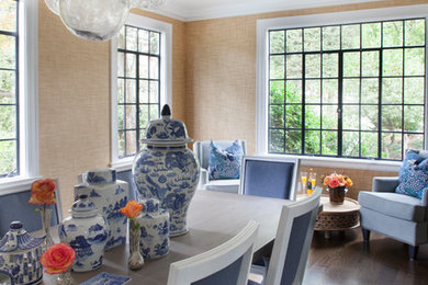 Example of a transitional dining room design in Boston