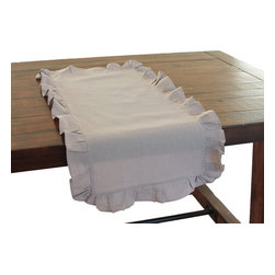 Xia Home Fashions - Ruffle Trim Solid Taupe Table Runner, 16"x36" - Table Runners