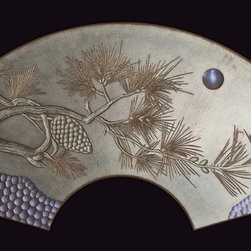 Monterey Pine Fan in Silver Moss - Wall Sculptures