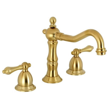 Widespread Bathroom Sink Faucet, Vintage Design With Dual Lever Handles, Brass