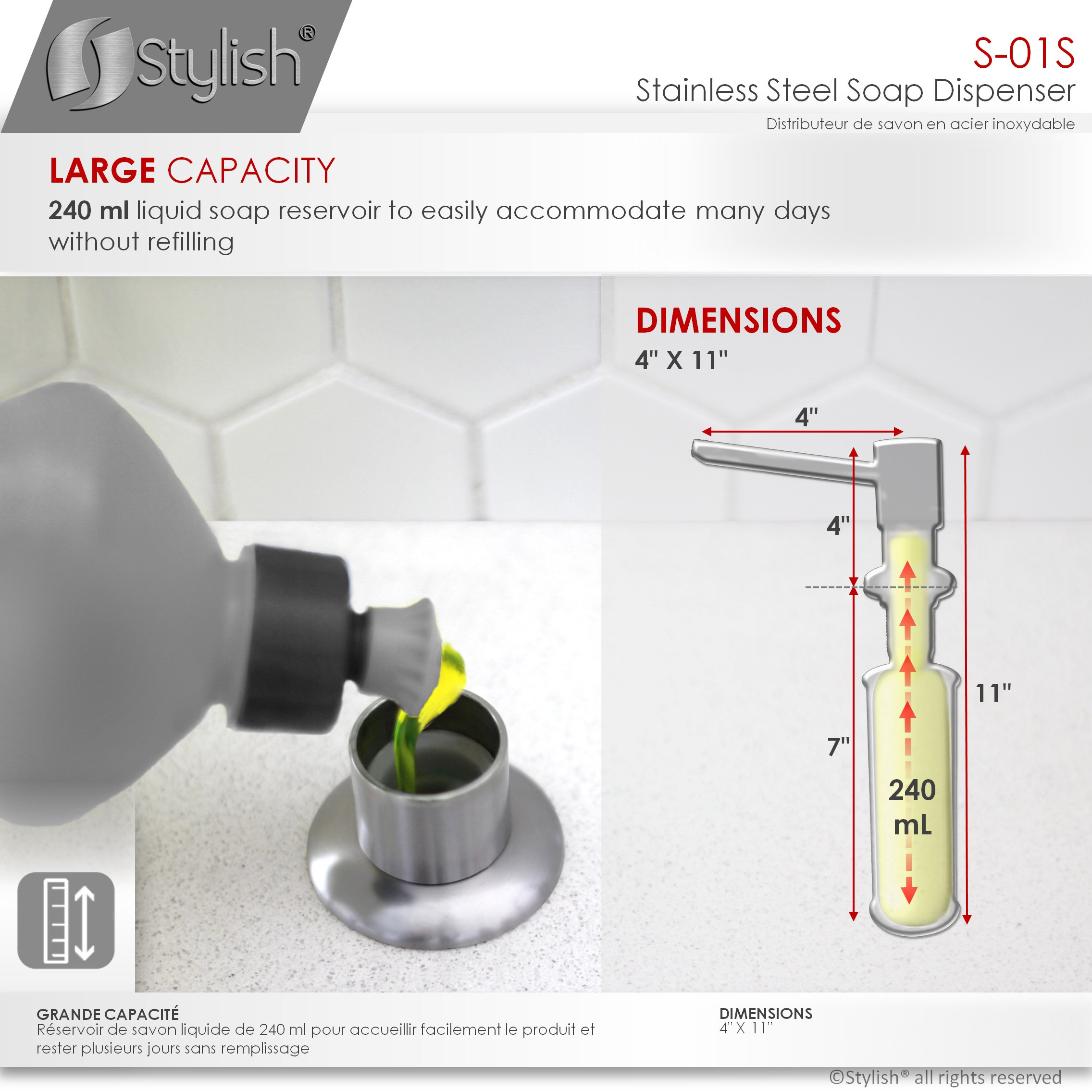 Stylish Pull Down Kitchen Faucet + Soap Dispenser Stainless Steel Finish