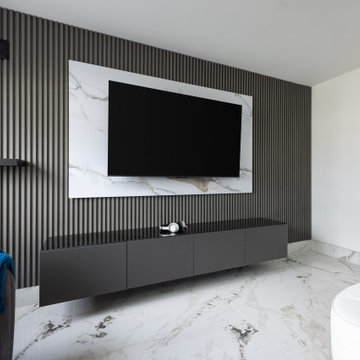 Wall Panel and White Jaguar Marble - The Living Room
