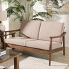 Venza Mid-Century Modern Light Brown Fabric Upholstered 2-Seater Loveseat