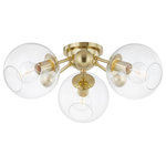 Hudson Valley Lighting - Abbott 3-Light Semi-Flush Aged Brass Finish Clear Glass - Features:
