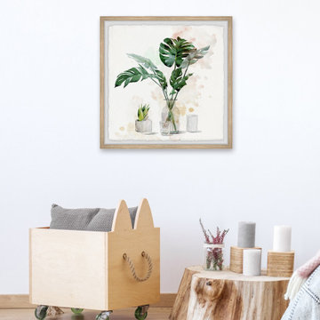 "Monstera Leaf in Glass II" Framed Painting Print