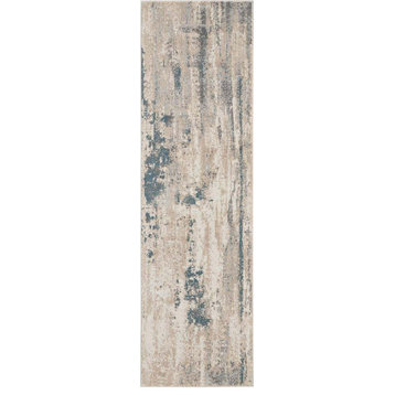 Nourison Maxell 2'2" x 7'6" Ivory/Teal Modern Indoor Area Rug
