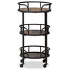 Bowery Hill Modern 3 Tier Metal Mobile Serving Cart in Black