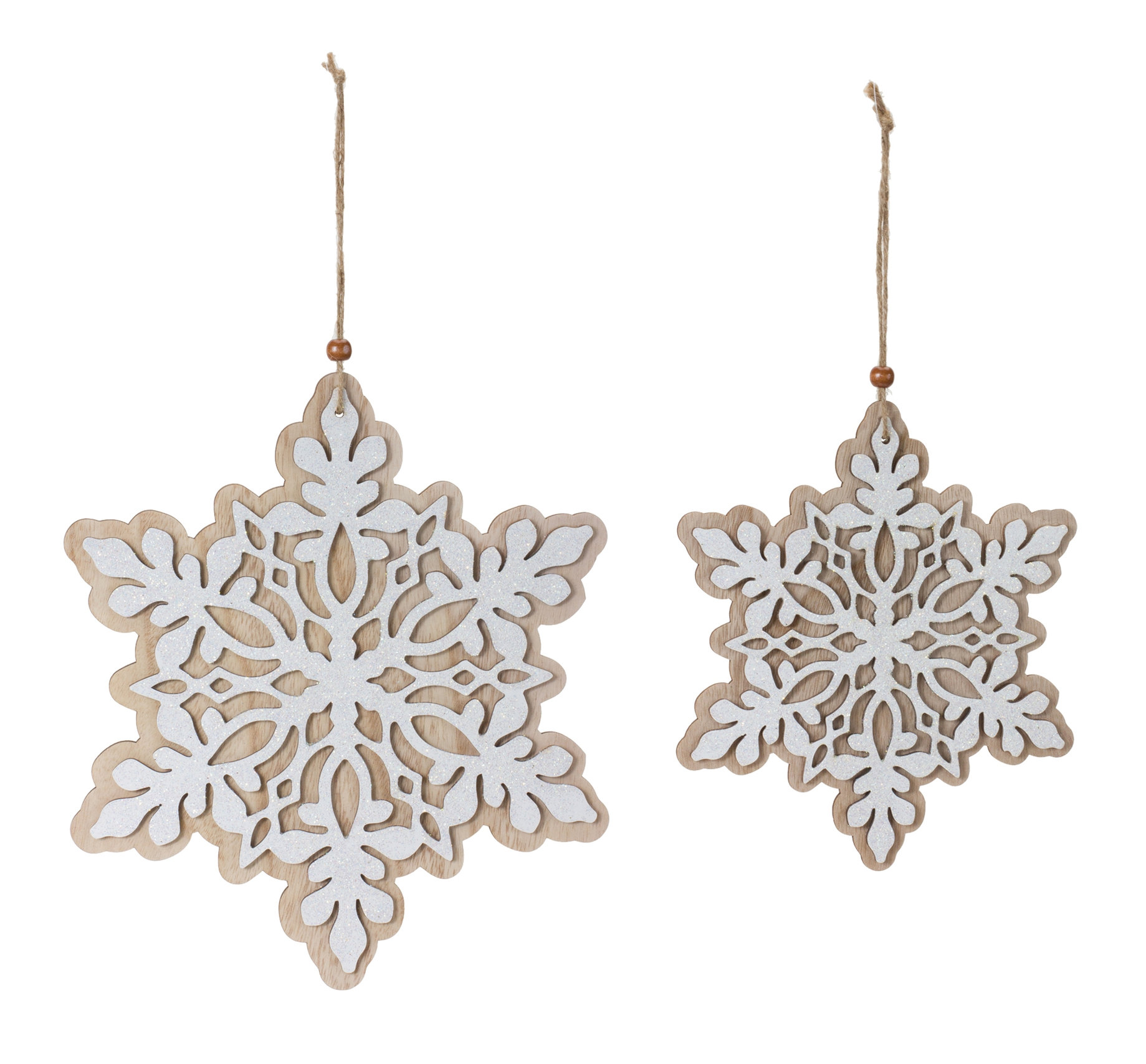 Wood Snowflake Ornaments, 2-Piece Set4 - Rustic - Christmas Ornaments ...