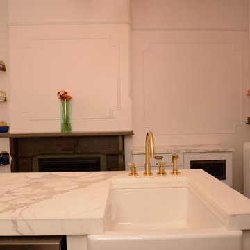 Calacatta Gold Marble & White Cabinets