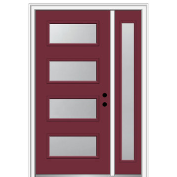 51"x81.75" 4-Lite Frosted Left-Hand Inswing Fiberglass Door With Sidelite