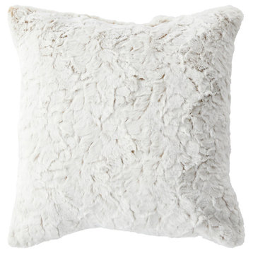Sorra Home Faux Fur Fawn Indoor Knife Edge Square Pillow, 24" H x 24" W