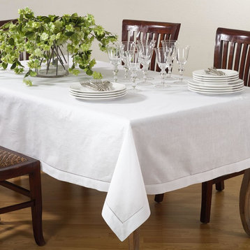 Handmade Basic Hemstitch Border Linen-Cotton Tablecloth, 45"x45"
