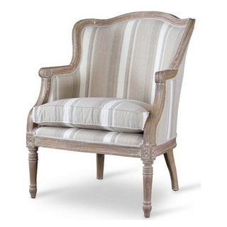 Baxton Studio Charlemagne Accent Chair in Brown and Beige French