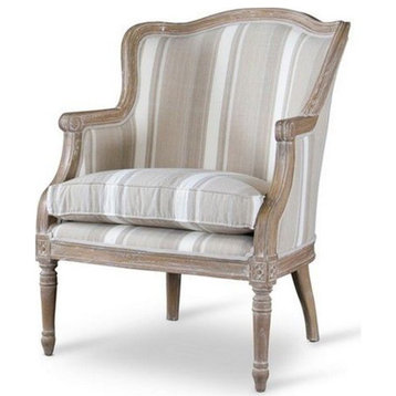 Baxton Studio Charlemagne Accent Chair in Brown and Beige