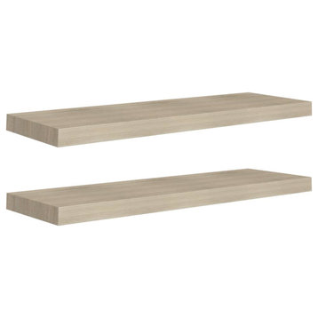 vidaXL Floating Wall Shelves 2-Piece Oak 31.5"x9.3"x1.5" MDF