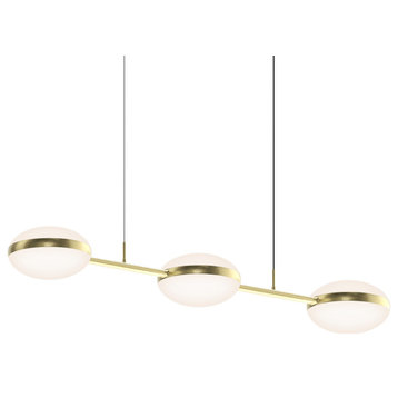 Pillows 3-Light Linear Pendant With 20" Adjustable Cord/Cable, Brass