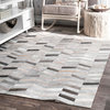 nuLOOM Handmade Leather Cowhide Mitch Area Rug, Silver, 5'x8'