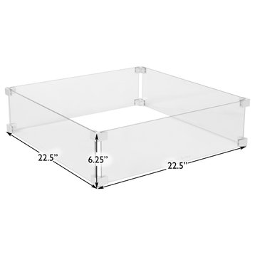 Tempered Glass Wind Guard For Square Fire Pits