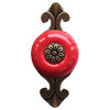 Continental Ceramic Cabinet Knobs, Drawer Pulls Handles, Red, Set of 2
