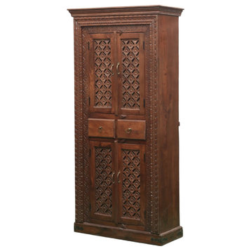 Antique Rustic Solid Wood 2 Drawer Armoire
