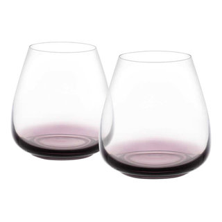 JoyJolt Set of Four 18.2oz Black Swan Crystal Red Wine Glasses 