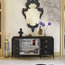 Wooden Chest With 2 Doors and 3 Drawers and Leaf Decor