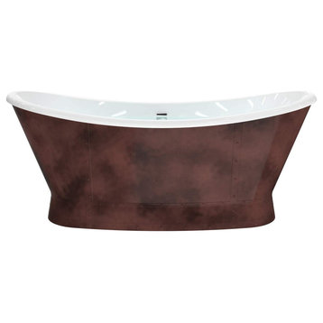 HEATGENE 66" Acrylic Freestanding Bathtub Soaking Tub-Bronze Colour
