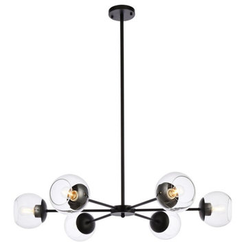 Living District LD642D36BK Briggs 36" Pendant, Black With Clear Shade