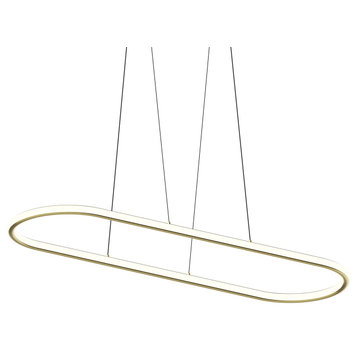 Luna 60" Racetrack Pendant With 20" Cord/Cable, 3500K, Brass