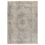 Jaipur Living - Vibe by Jaipur Living Adonia Medallion Taupe/ Blue Runner Rug 2'6"X8' - Inspired by fine, handcrafted designs of Chobi rugs from Afghanistan, the Leila collection makes traditional beauty accessible. The Adonia area rug features a distressed, medallion design in muted tones of taupe, blue, tan, gray, and cream. This polyester accent is durable and easy-to-clean, offering the perfect grounding accent to homes with pets or kids. This indoor rug works perfectly in high traffic areas such as living rooms, halls, entryways, and dining areas.
