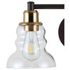 Manhattan Vintage Metal/Glass Industrial LED Vanity Light, Brass Gold/Oil Rubbed Bronze, Width: 35.50"