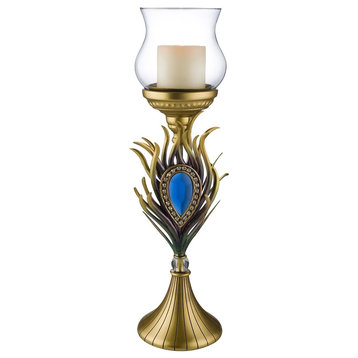 Peacock Plume Candleholder, Candle Not Included