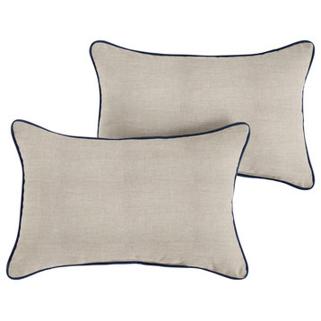Sunbrella Cast Silver/Canvas Navy Outdoor Pillow Set, 12x18
