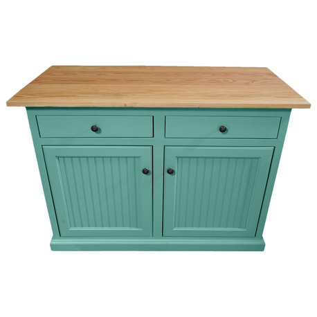 Eagle Furniture 53" Wide Traditional Coastal Kitchen Island, Aqua Fiesta