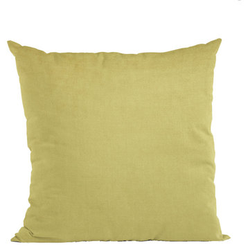 Yellow Solid Shiny Velvet Luxury Throw Pillow, Double sided 22"x22"