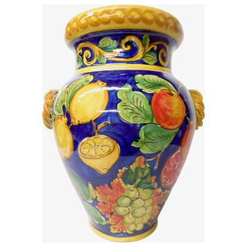 Sicilian Ceramiche Artistiche La Giara Large Orcio Vase With Fruit