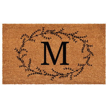 Calloway Mills Rustic Leaf Vine Monogrammed Doormat, 24"x48", Letter M