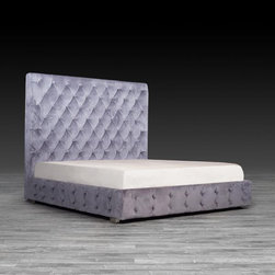 ELEGANT VELVET GRAY BED - Beds